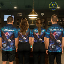 Load image into Gallery viewer, Personalized 8 Ball US Flag Eagle Lightning Billiard Shirt For Women, Patriotic Billiard Team Jersey TDM5850