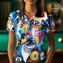 Load image into Gallery viewer, Funny Shark Colorful Graffiti Style Custom 8 &amp; 9 Ball Billiard Shirt For Women, Billiard Team Jersey TDM5852