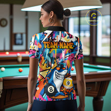 Load image into Gallery viewer, Funny Shark Colorful Graffiti Style Custom 8 &amp; 9 Ball Billiard Shirt For Women, Billiard Team Jersey TDM5852