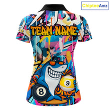 Load image into Gallery viewer, Funny Shark Colorful Graffiti Style Custom 8 &amp; 9 Ball Billiard Shirt For Women, Billiard Team Jersey TDM5852