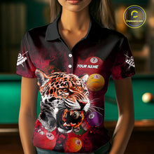 Load image into Gallery viewer, Funny Panther Flaming 8 Ball Billiard Pool Shirt For Women Custom Billiard Team Jerseys |Red TDM3825