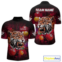 Load image into Gallery viewer, Funny Panther Flaming 8 Ball Billiard Pool Shirt For Men Custom Billiard Team Jerseys |Red TDM3825