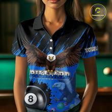 Load image into Gallery viewer, Personalized Eagle 8 Ball Pool Billiard Shirt For Women, Billiard Jerseys Team Polo &amp; 1/4 Zip|Blue TDM3827
