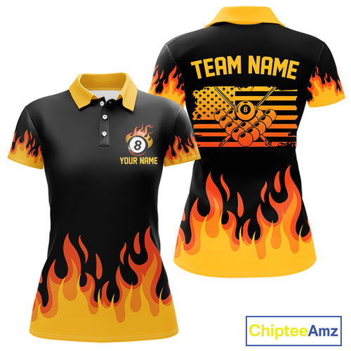 Personalized Orange Flaming Billiard Jersey For Men Custom 8 Ball Pool Billiard Team Shirts TDM4296