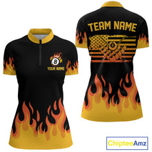 Load image into Gallery viewer, Personalized Orange Flaming Billiard Jersey For Men Custom 8 Ball Pool Billiard Team Shirts TDM4296