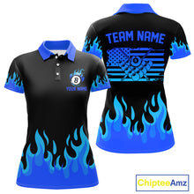 Load image into Gallery viewer, Personalized Blue Flaming Billiard Jersey For Women Custom 8 Ball Pool Billiard Team Shirts TDM4297