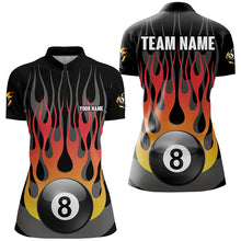 Load image into Gallery viewer, Personalized Funny Fire 8 Ball Pool Billiard Shirts For Women Custom Fire Flame Billiard Jerseys TDM2415