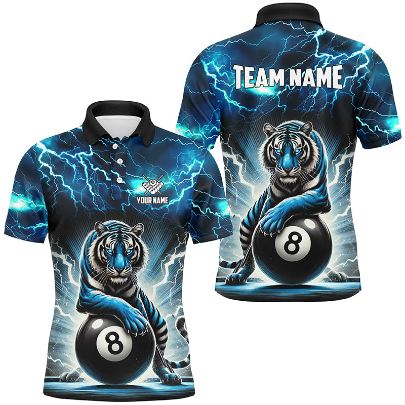 Lightning Thunder Tiger Custom Blue 8 Ball Pool Shirts For Men, Billiard Team League Jerseys TDM2419