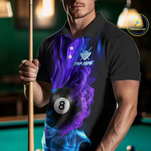 Load image into Gallery viewer, Purple Blue Flaming Smoke 8 Ball Billiard Shirts For Men, Pool Team Shirts Custom Billiard Jersey TDM5141