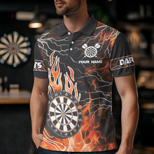 Load image into Gallery viewer, Orange Dart Board Fire Flame Custom Eagle Dart Shirts For Men, Thunder Lightning Dart Team Jerseys TDM3373