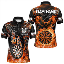 Load image into Gallery viewer, Orange Dart Board Fire Flame Custom Eagle Dart Shirts For Men, Thunder Lightning Dart Team Jerseys TDM3373