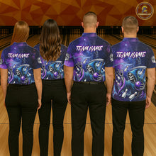 Load image into Gallery viewer, Funny Grim Reaper Blue Purple Galaxy Bowling Shirt For Women Custom Glowing Bowling Jersey Outfit TDM5862