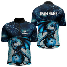 Load image into Gallery viewer, Blue Thunder Lightning Custom Dragon Bowling Shirts For Men, Bowling Team Jerseys Polo &amp; 1/4 Zip TDM3678