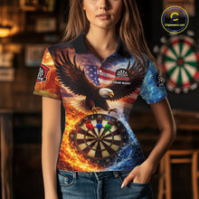 Load image into Gallery viewer, American Flag Eagle Water Fire Darts Shirt For Women Custom Darts Jersey Team Polo &amp; 1/4 Zip TDM6018