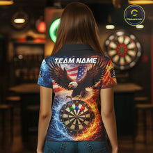 Load image into Gallery viewer, American Flag Eagle Water Fire Darts Shirt For Women Custom Darts Jersey Team Polo &amp; 1/4 Zip TDM6018