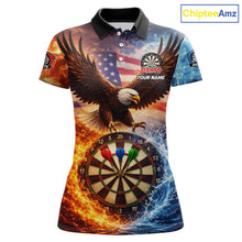 Load image into Gallery viewer, American Flag Eagle Water Fire Darts Shirt For Women Custom Darts Jersey Team Polo &amp; 1/4 Zip TDM6018