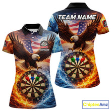 Load image into Gallery viewer, American Flag Eagle Water Fire Darts Shirt For Women Custom Darts Jersey Team Polo &amp; 1/4 Zip TDM6018
