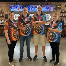 Load image into Gallery viewer, American Flag Eagle Water Fire Darts Shirt For Women Custom Darts Jersey Team Polo &amp; 1/4 Zip TDM6018