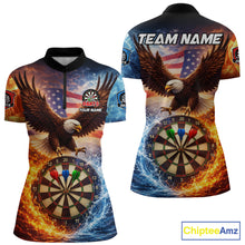 Load image into Gallery viewer, American Flag Eagle Water Fire Darts Shirt For Women Custom Darts Jersey Team Polo &amp; 1/4 Zip TDM6018