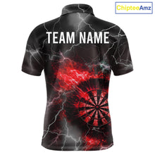 Load image into Gallery viewer, Custom Lightning Flame Red Dart Shirt For Men, Darts Jersey Pocket Option TDM6020