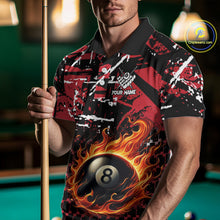 Load image into Gallery viewer, Grunge Black And Red Flaming 8 Ball Pool Men's Billiard Shirts Custom Billiard Jerseys Team Shirts TDM3833