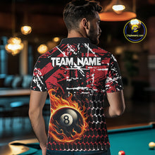 Load image into Gallery viewer, Grunge Black And Red Flaming 8 Ball Pool Men's Billiard Shirts Custom Billiard Jerseys Team Shirts TDM3833