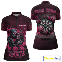 Load image into Gallery viewer, Personalized Skeleton And Roses Gothic Romance Dart Shirts For Women, Dart Jersey Outfit, Dart Gifts TDM3834