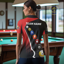 Load image into Gallery viewer, Personalized Red Black Billiard Shirt For Women Custom Funny Pool Balls Team Jersey Polo &amp; 1/4 Zip TDM4496