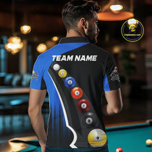 Load image into Gallery viewer, Personalized Black Blue Billiard Shirt For Men Custom Funny Pool Balls Team Jersey Polo &amp; 1/4 Zip TDM4497