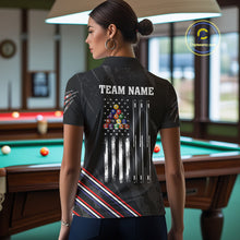 Load image into Gallery viewer, Personalized American Flag Billiard Shirt For Women Custom Grunge Vintage Patriotic Pool Team Jersey TDM4499