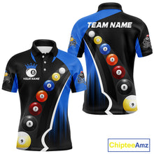 Load image into Gallery viewer, Personalized Black Blue Billiard Shirt For Men Custom Funny Pool Balls Team Jersey Polo &amp; 1/4 Zip TDM4497
