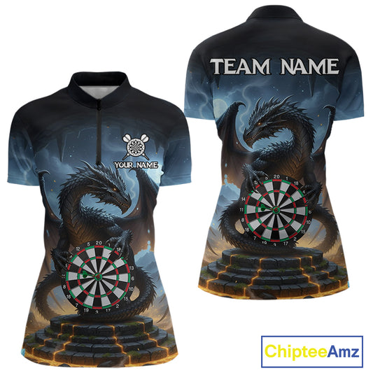 Personalized Dragon Darts Shirt For Women Custom Darts League Shirt Team Jersey Polo & Quarter Zip TDM4737