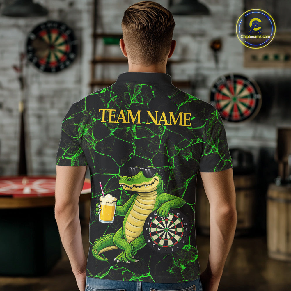 Black And Green Funny Alligator Darts Shirt For Men Custom Lightning Darts Team Jersey Outfit TDM5873