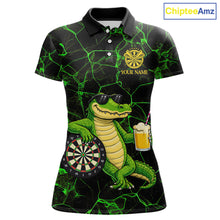 Load image into Gallery viewer, Black And Green Funny Alligator Darts Shirt For Women Custom Lightning Darts Team Jersey Outfit TDM5873