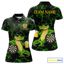 Load image into Gallery viewer, Black And Green Funny Alligator Darts Shirt For Women Custom Lightning Darts Team Jersey Outfit TDM5873