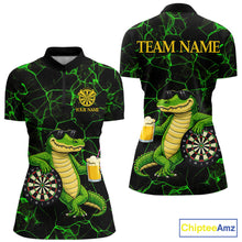 Load image into Gallery viewer, Black And Green Funny Alligator Darts Shirt For Women Custom Lightning Darts Team Jersey Outfit TDM5873