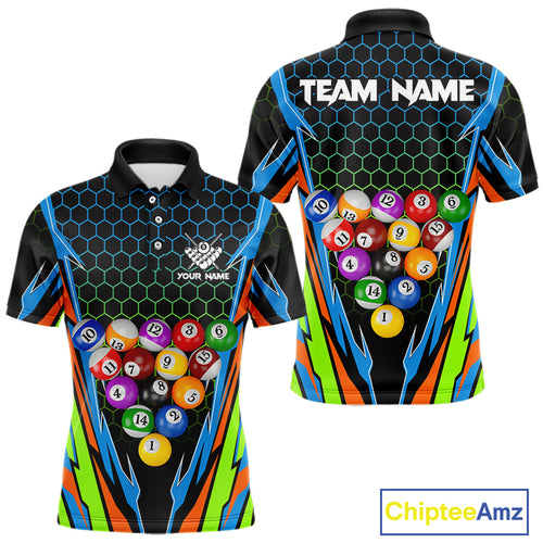 Colorful 3D Billiard Jersey For Men Custom Funny Pool Balls Billiard Team Shirt Polo & 1/4 Zip TDM4933