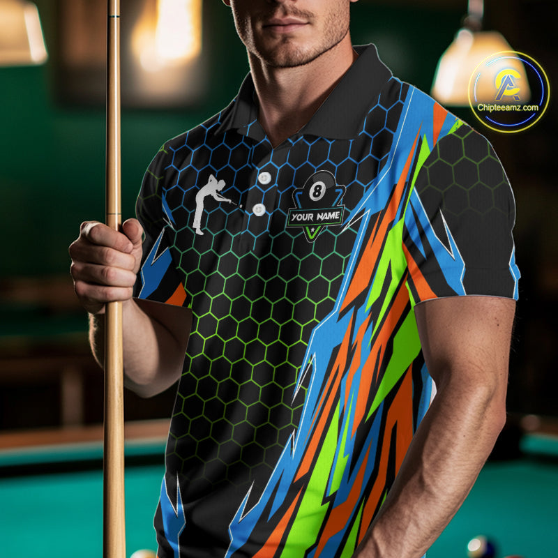 Colorful 8 Ball Billiard Jersey For Men Custom 8 Ball Pool Team Shirt Billiard Polo & 1/4 Zip TDM4934