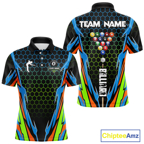 Colorful 8 Ball Billiard Jersey For Men Custom 8 Ball Pool Team Shirt Billiard Polo & 1/4 Zip TDM4934