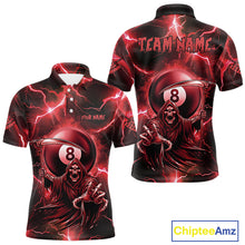 Load image into Gallery viewer, Red Grim Reaper 8 Ball Billiard Shirt For Men Custom Funny Thunder Lightning Pool Team Jersey TDM4935