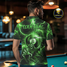 Load image into Gallery viewer, Green Grim Reaper 8 Ball Billiard Shirt For Men Custom Funny Thunder Lightning Pool Team Jersey TDM4936