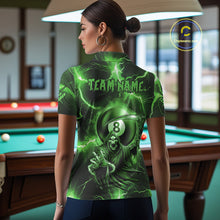 Load image into Gallery viewer, Green Grim Reaper 8 Ball Billiard Shirt For Women Custom Funny Thunder Lightning Pool Team Jersey TDM4936