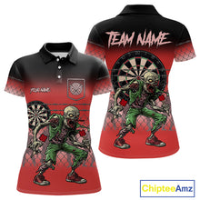 Load image into Gallery viewer, Red Funny Zombie Darts Shirt With Pocket Option For Women Custom Darts Jersey TDM4939