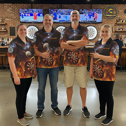Personalized Fire Flame Eagle Darts Polo & 1/4 Zip Custom Darts Shirt For Women, Darts Team Jersey TDM5377