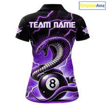 Load image into Gallery viewer, Purple 8 Ball Lightning Thunder Cobra Snake Billiard Shirt For Women Custom Pool Team Jersey TDM5875