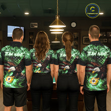 Load image into Gallery viewer, Green Flaming Eagle 8 &amp; 9 Ball Billiard Shirt For Women Custom US Flag Pool Jersey Polo, 1/4 Zip TDM6250