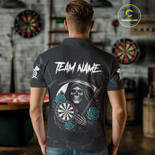 Load image into Gallery viewer, Personalized Funny Turquoise Skull Roses Darts Shirt For Men Custom Darts Team Jersey, Dart Outfit TDM4143