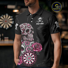 Load image into Gallery viewer, Personalized Pink Skull Roses Gothic Romance Darts Shirt For Men, Dart Jersey Outfit, Dart Gifts TDM4145