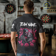 Load image into Gallery viewer, Personalized Pink Skull Roses Gothic Romance Darts Shirt For Men, Dart Jersey Outfit, Dart Gifts TDM4145