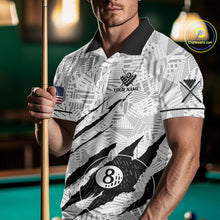 Load image into Gallery viewer, Personalized Funny Scratch 8 Ball Pool Billiard Polo, 1/4 Zip For Men Custom Team Billiard Jersey TDM4147